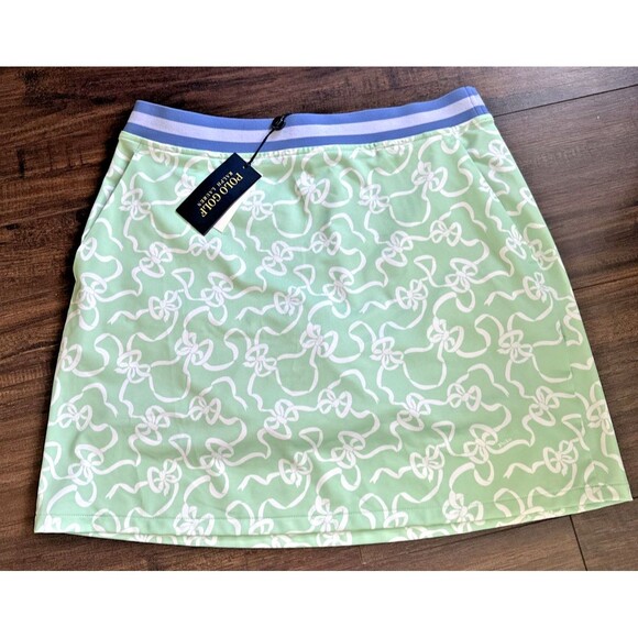 Ralph Lauren Women's bow print golf skort Skirt Stretchy with Pockets Green M - Picture 5 of 11